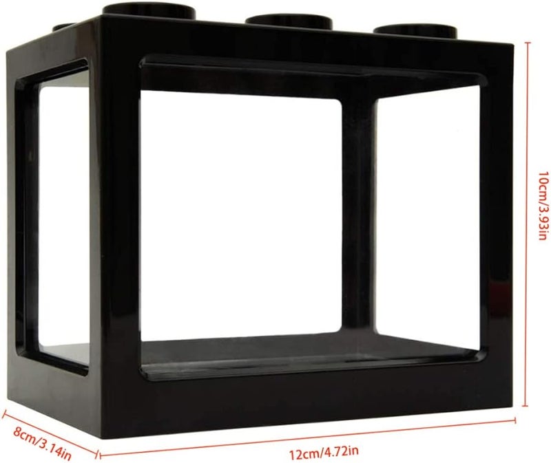 خزان أسماك أكريليك أسود صغير قابل للتكديس لتزيين مكتب المكتب وطاولة الشاي - Image 2